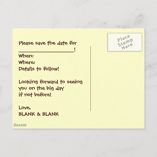 Save the date! aankondigingskaart (Achterkant)
