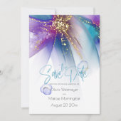 Save the date | ABSTRACT BLAUWGROEN PAARS ABSTRACT Kaart (Voorkant)