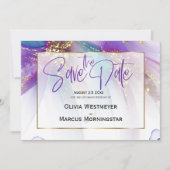 Save the date | ABSTRACT BLAUWGROEN PAARS ABSTRACT Kaart (Voorkant)