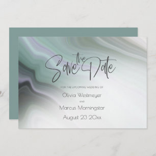 Save the date   Abstract Dusty Sage Bleek Violet I Kaart