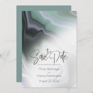 Save the date   Abstract Dusty Sage Bleek Violet Kaart