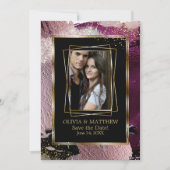 Save the date | Abstract fotogebold zwart chassis Kaart (Voorkant)