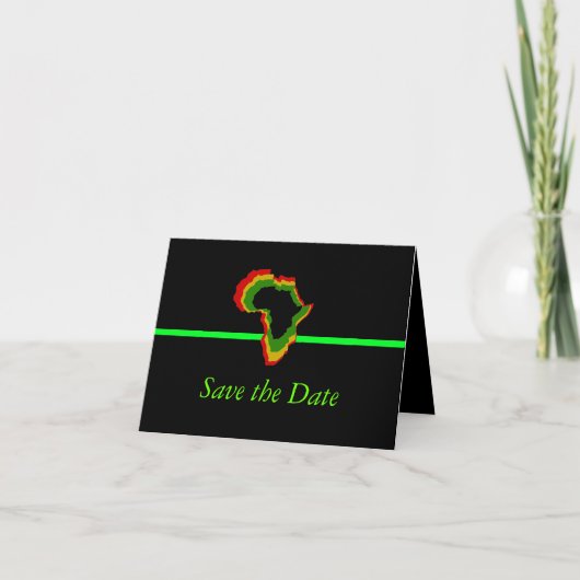 "Save the Date" Afrika met Pan-Afrikaanse kleuren (Voorkant)