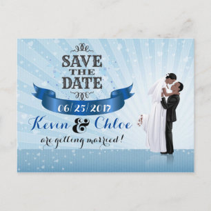 Save the Date (Afro-Amerikaans echtpaar) Aankondigingskaart