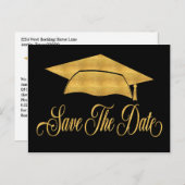 Save The Date Afstuderen - Faux Gold Afstudeerder  Aankondigingskaart (Voorkant / Achterkant)