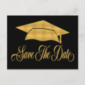 Save The Date Afstuderen - Faux Gold Afstudeerder  Aankondigingskaart (Voorkant)