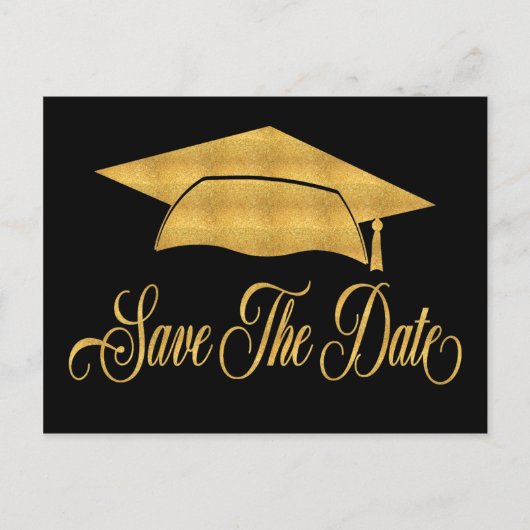 Save The Date Afstuderen - Faux Gold Afstudeerder  Aankondigingskaart (Voorkant)