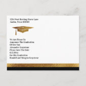 Save the Date Afstuderen - Zwart & Faux Gold Stijl Aankondigingskaart (Achterkant)