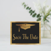 Save the Date Afstuderen - Zwart & Faux Gold Stijl Aankondigingskaart (Staand voorkant)