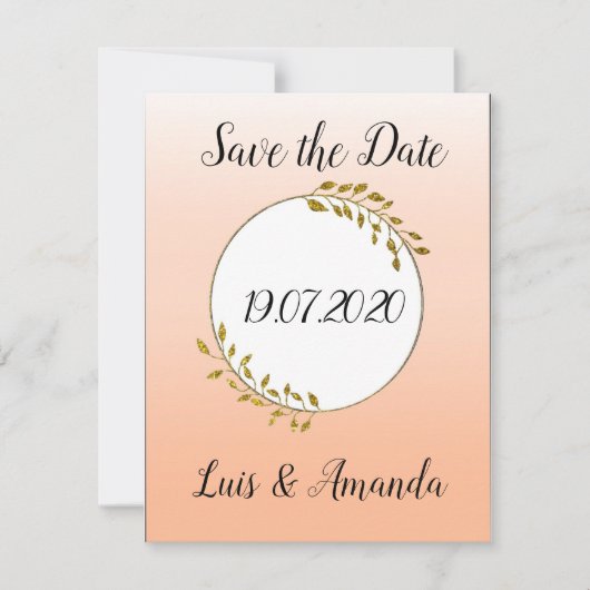 Save the Date Apricot Gold Ranke (Voorkant)