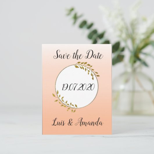 Save the Date Apricot Gold Ranke (Staand voorkant)