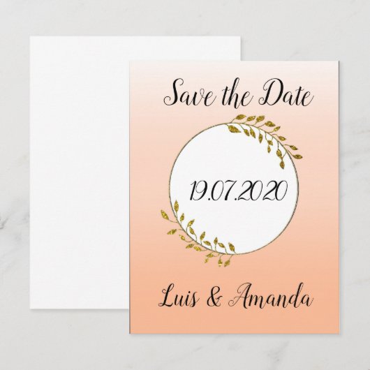 Save the Date Apricot Gold Ranke (Voorkant / Achterkant)