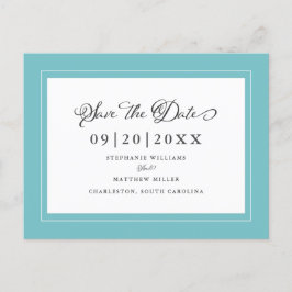 Save the date | Aqua Blue Green Wedding Elegant Aankondigingskaart