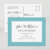 Save the date | Aqua Blue Green Wedding Elegant Aankondigingskaart (Voorkant / Achterkant)
