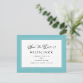 Save the date | Aqua Blue Green Wedding Elegant Aankondigingskaart (Staand voorkant)