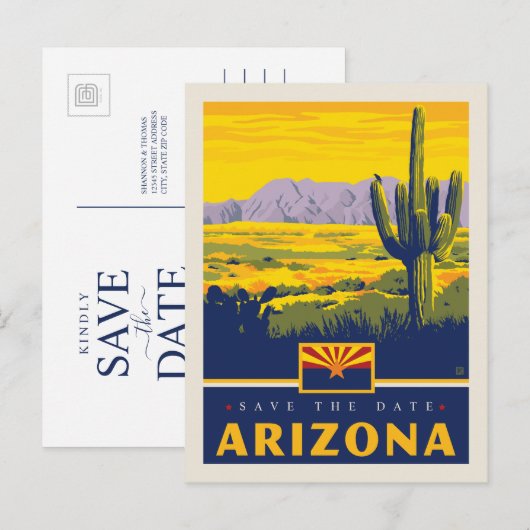 Save the date | Arizona Uitnodiging Briefkaart (Voorkant / Achterkant)