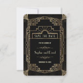 Save the date | Art Deco Black Gatsby jaren 20 (Voorkant)