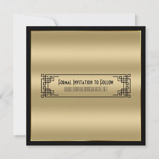 Save the Date Art Deco Gatsby Glamour Goud Zwart Kaart (Achterkant)