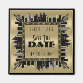 Save the Date Art Deco Gatsby Glamour Goud Zwart Magneet (Voorkant)