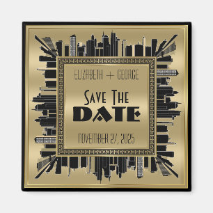 Save the Date Art Deco Gatsby Glamour Goud Zwart Magneet