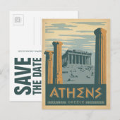 Save the date | Athene, Griekenland Aankondigingskaart (Voorkant / Achterkant)
