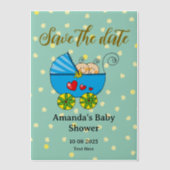 Save the date baby boy tweeling baby shower vellum uitnodigingen (Voorkant)