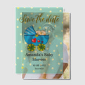 Save the date baby boy tweeling baby shower vellum uitnodigingen (Offset (Koppel))