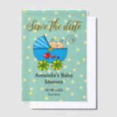 Save the date baby boy tweeling baby shower vellum uitnodigingen (Offset)