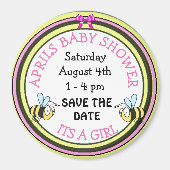 Save the Date Baby shower Bee Themamagnet Magneet (Voorkant)