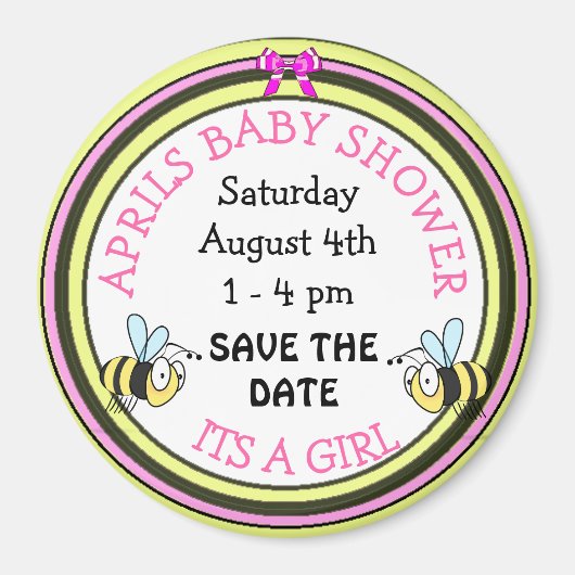 Save the Date Baby shower Bee Themamagnet Magneet (Voorkant)