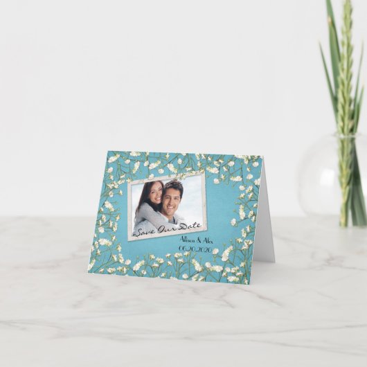 Save The Date-baby's adem foto frame Aankondiging (Voorkant)