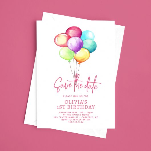 Save The Date Ballonnen Meisjes 1e Verjaardag