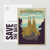 Save the date | Barcelona, Spanje Sagrada Familia Aankondigingskaart (Voorkant / Achterkant)