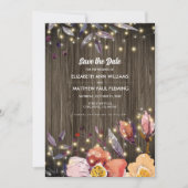 Save the date. Barn Wood Autumn Flowers Fotokaart Save The Date (Voorkant)