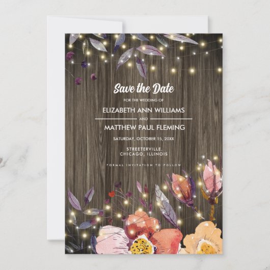 Save the date. Barn Wood Autumn Flowers Fotokaart Save The Date (Voorkant)