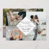Save the Date Beach Geïnspireerd Fotocollage Weddi Kaart (Voorkant / Achterkant)