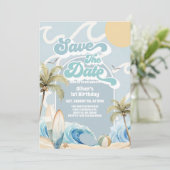 Save The Date Beach Party Summer Birthday  Kaart (Staand voorkant)