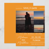 Save the Date Beach Photo Collage Kaart (Voorkant / Achterkant)
