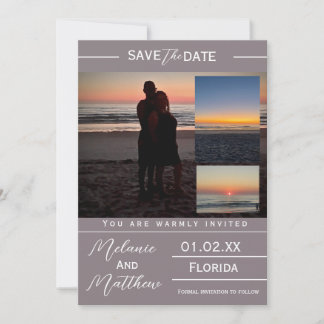 Save the Date Beach Photo Collage Kaart
