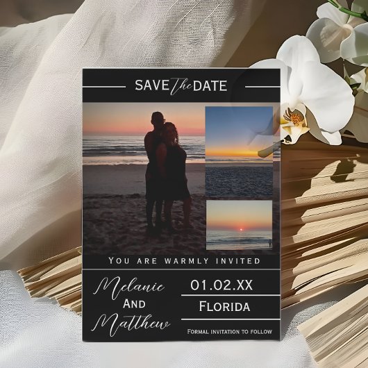 Save the Date Beach Photo Collage Kaart