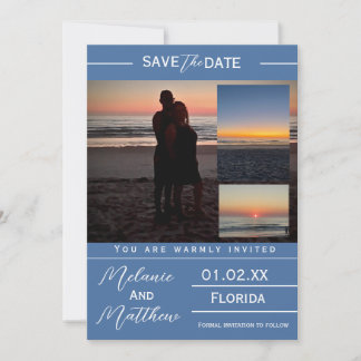Save the Date Beach Photo Collage Kaart