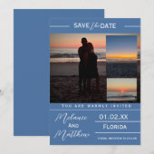 Save the Date Beach Photo Collage Kaart (Voorkant / Achterkant)