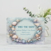 Save the Date Beach Seashells Coastal Themed Kaart (Staand voorkant)