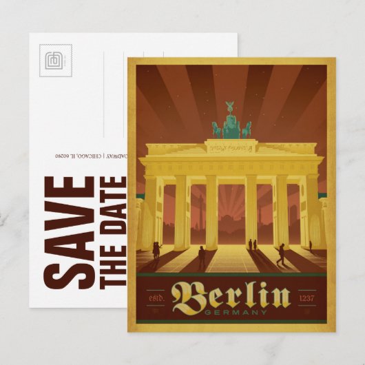 Save the date | Berlijn, Duitsland Aankondigingskaart (Voorkant / Achterkant)