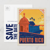 Save the date | Bezoek het mooie Puerto Rico Aankondigingskaart (Voorkant / Achterkant)