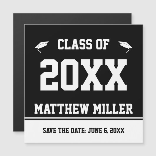 Save the Date Black White Afstudeerder Naam Afstud (Voorkant / Achterkant)