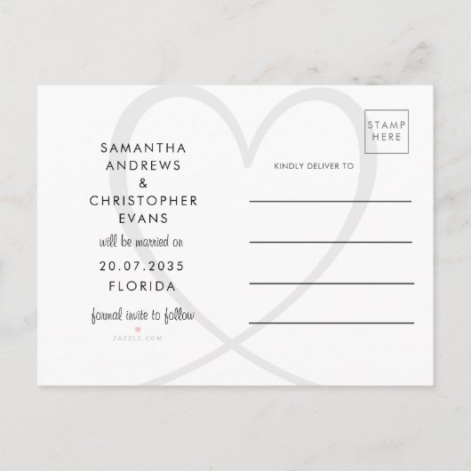 Save the Date Black & White Photo Wedding Aankondigingskaart (Achterkant)