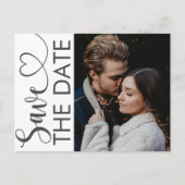 Save the Date Black & White Photo Wedding Aankondigingskaart (Voorkant)