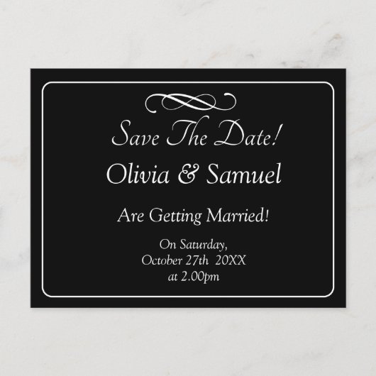 Save The Date -Black & White with Infinity Scroll Aankondigingskaart (Voorkant)