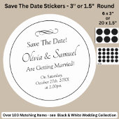 Save The Date - Black & White with Infinity Scroll Ronde Sticker